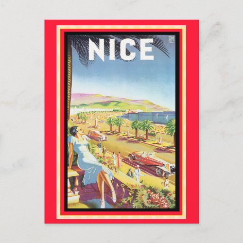 Vintage Nice Travel Poster Postcard