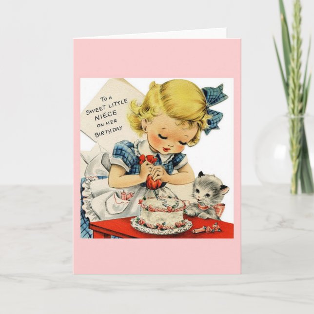 Vintage Niece Birthday Greeting Card (Front)