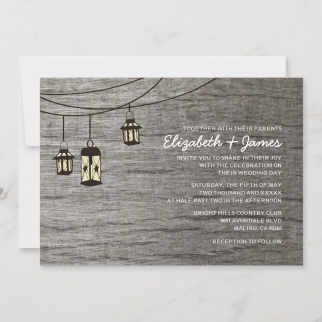 Vintage Night Light Wedding Invitations (Front)