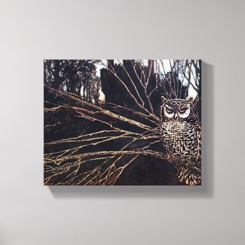 Vintage Night Owl Rackham Canvas Print