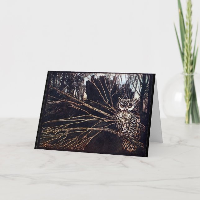 Vintage Night Owl Rackham Card (Front)