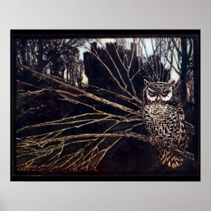 Vintage Night Owl Rackham Poster