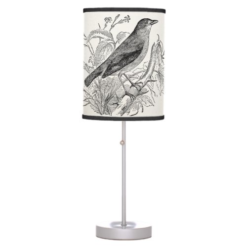 Vintage Nightingale Bird Personalized Retro Birds Table Lamp