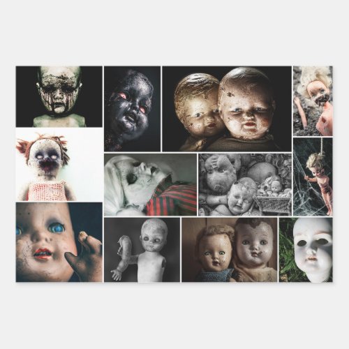Vintage Nightmares _ Haunting Dolls  Wrapping Paper Sheets