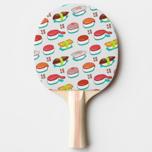 Vintage nigiri sushi doodle pattern ping pong paddle