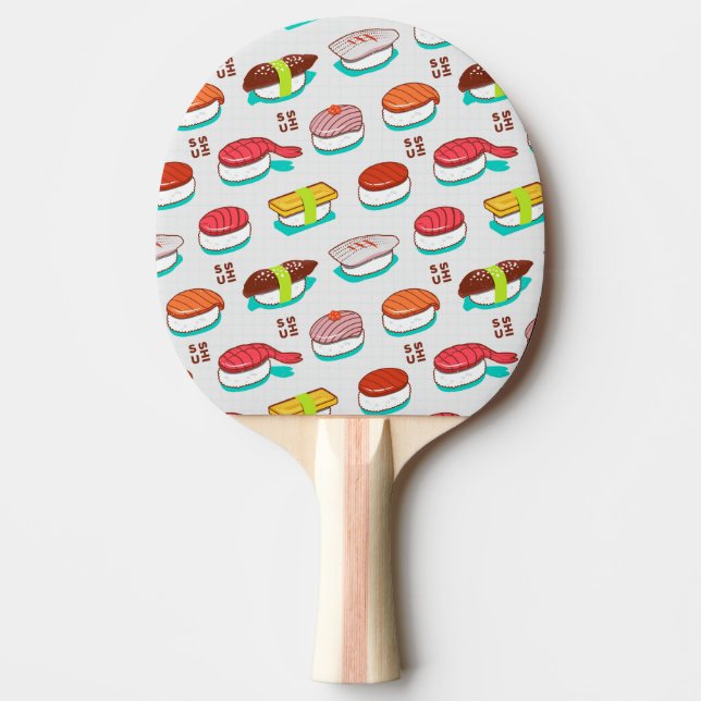 Vintage nigiri sushi, doodle pattern ping pong paddle (Front)
