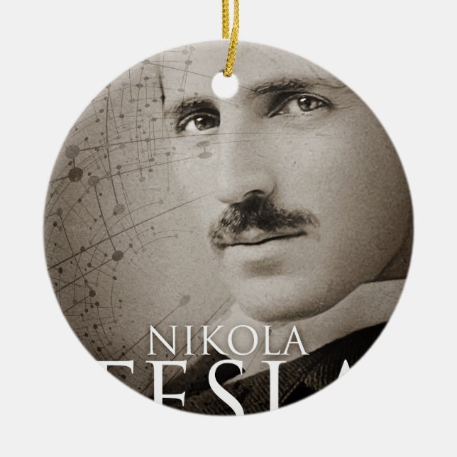 Vintage Nikola Tesla photo Ceramic Ornament (Front)