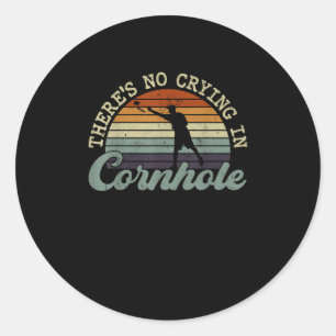 Vintage No Crying Retro Cornhole Classic Round Sticker