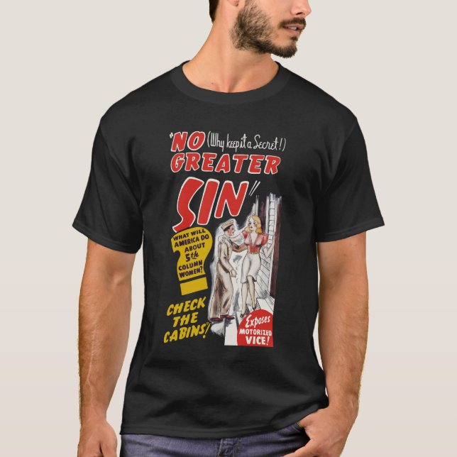 Vintage "No Greater Sin" Movie Poster T-Shirt (Front)