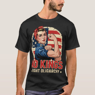 Vintage No Kings Fight Oligarchy America Flag Wome T-Shirt