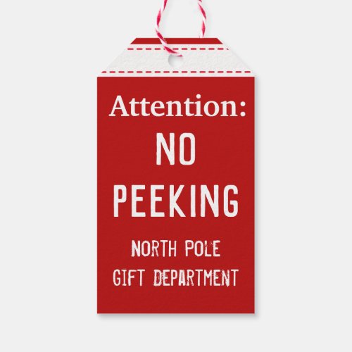 Vintage No Peeking North Pole Christmas Gift Tags