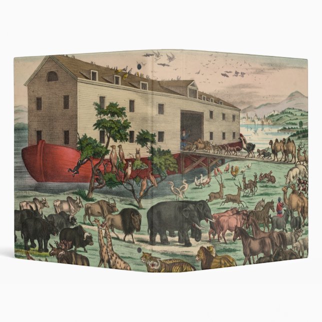 Vintage Noahs Ark Animals Illustration 1882 Binder (Background)