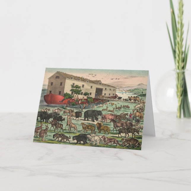 Vintage Noahs Ark Animals Illustration 1882 Card (Front)
