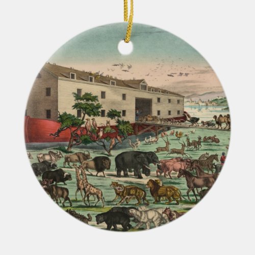 Vintage Noahs Ark Animals Illustration 1882 Ceramic Ornament