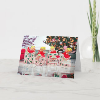 Vintage NOEL Angels Retro Christmas New Year Card