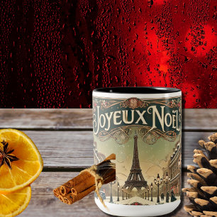 Vintage Noel in Paris  Two-Tone Coffee Mug
