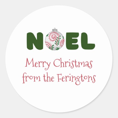 Vintage Noel Personalized Retro Christmas Classic Round Sticker