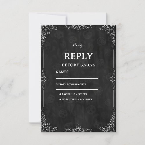 Vintage Noir Elegant RSVP Card