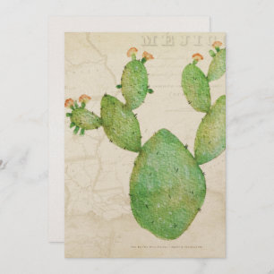 Vintage Nopal Cactus Watercolor Greeting Card