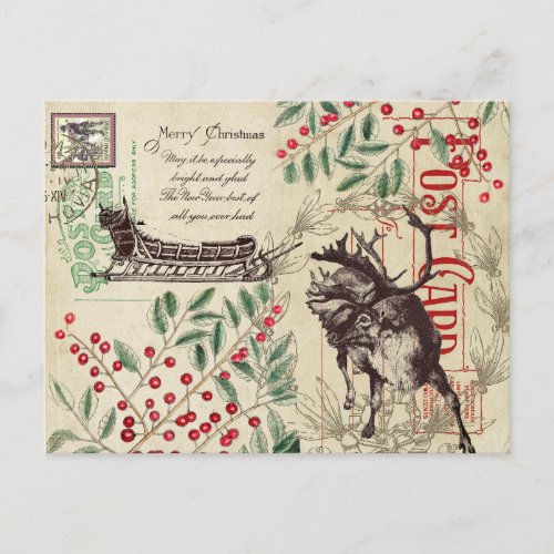 VINTAGE NORDIC CHRISTMAS POST POSTCARD