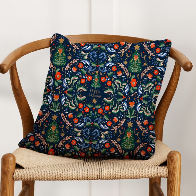 Vintage nordic Christmas Throw Pillow (Creator Uploaded)
