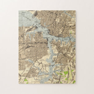 Vintage Norfolk & Portsmouth Virginia Map (1944) Jigsaw Puzzle