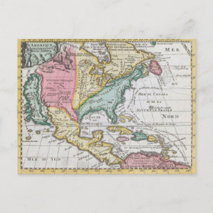 Vintage North America Map Kaart van Noord-Amerika Postcard