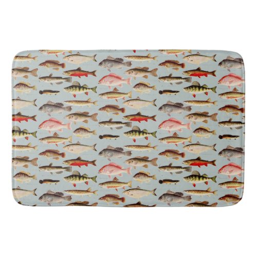 Vintage North American Fish Pattern Bath Mat