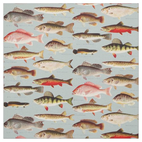 Vintage North American Fish Pattern Fabric