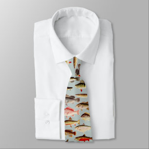 Vintage North American Fish Pattern Neck Tie