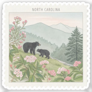 Vintage North Carolina Black Bear Mountain Stamp Sticker