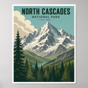 Vintage North Cascades National Park Travel Poster