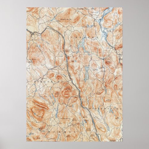 Vintage North Creek New York Topographical Map Poster