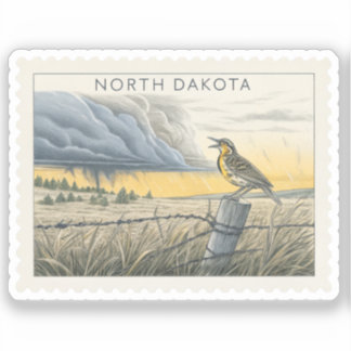 Vintage North Dakota Meadowlark Stamp Sticker