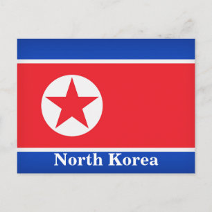 Vintage North Korea Flag Travel Tourism Postcard