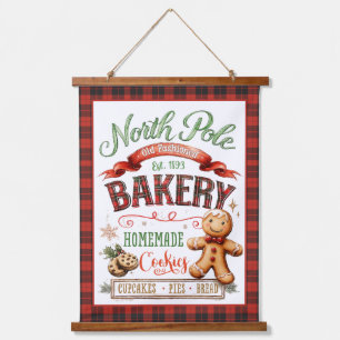 Vintage North Pole Bakery Christmas Sign  Hanging Tapestry