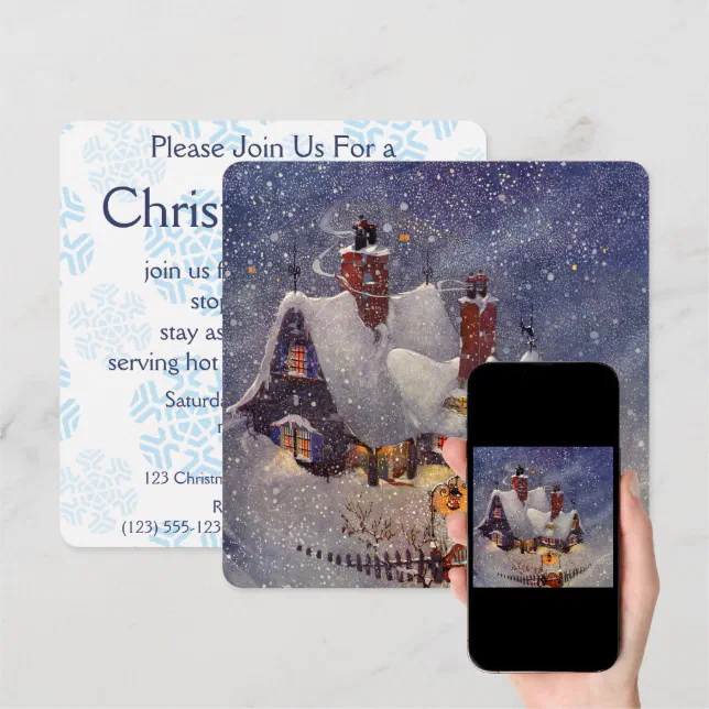 Vintage North Pole Christmas Party Invitation | Zazzle