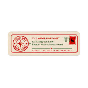 Vintage North Pole Christmas Return Address Label