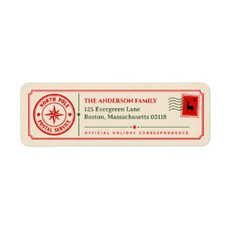 Vintage North Pole Christmas Return Address Label