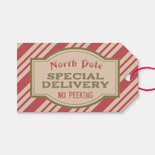 Vintage North Pole Delivery Christmas Gift Tags