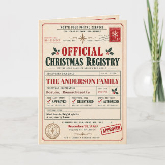 Vintage North Pole Registry Christmas Holiday Card