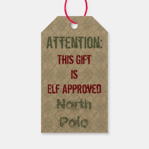 Vintage North Pole Santa Elf Christmas Gift Tag