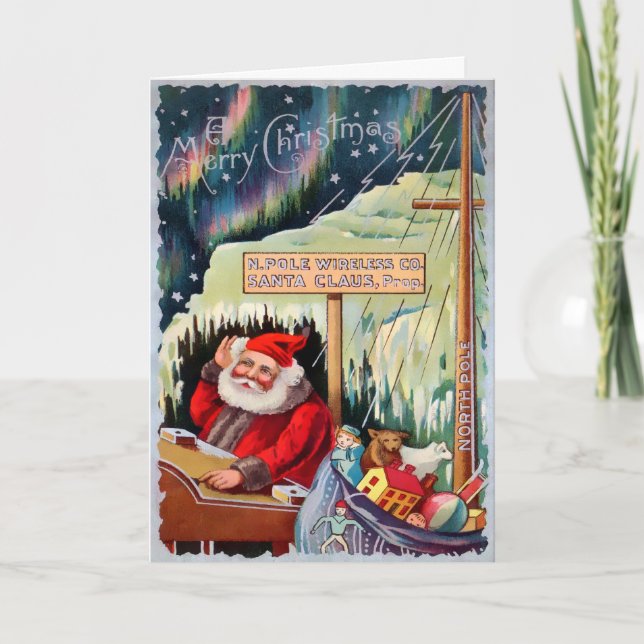 Vintage North Pole Santa Holiday Card (Front)