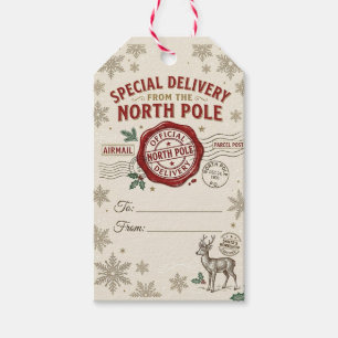 Vintage North Pole Special Delivery Gift Tags