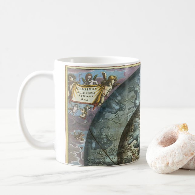 Vintage Northern Constellation Celestial Astronomy Coffee Mug (With Donut)