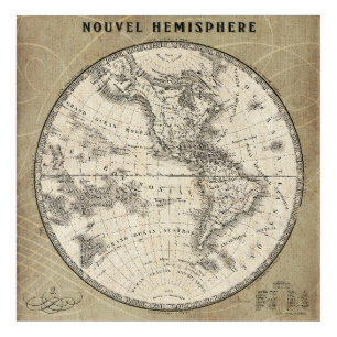 Vintage Northern Hemisphere Map Acrylic Print