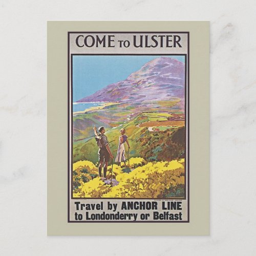 Vintage Northern Ireland Boat travel ad Postcard