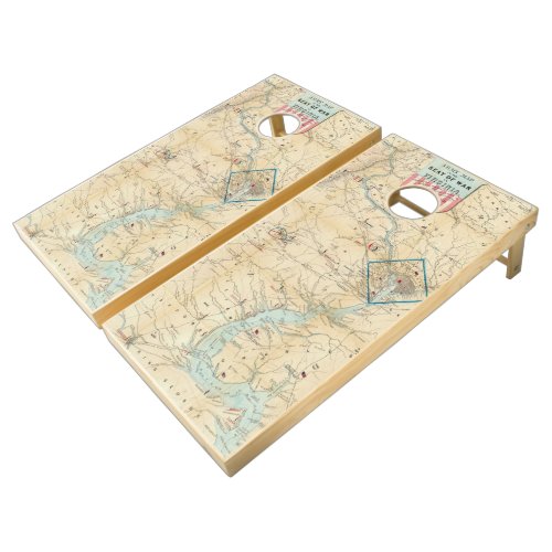 Vintage Northern Virginia Civil War Map 1862 Cornhole Set