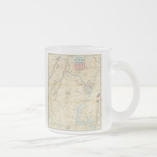 Vintage Northern Virginia Civil War Map (1862) Frosted Glass Coffee Mug
