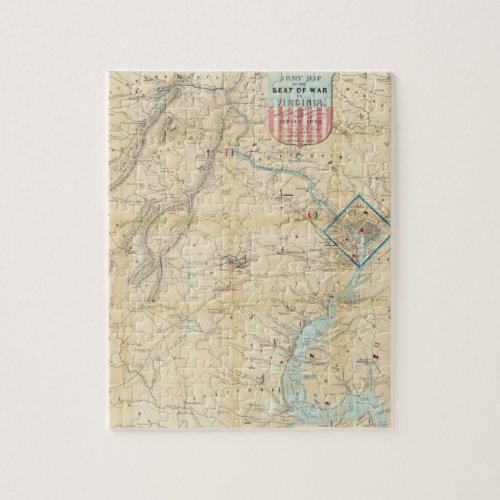 Vintage Northern Virginia Civil War Map 1862 Jigsaw Puzzle
